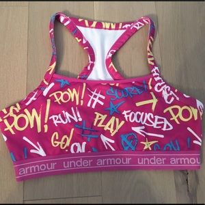 Under Armour Sports Bra Pink Graffiti Medium